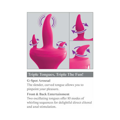 Pipedream 3Some Holey Trinity Triple Tongue Vibrator Rechargeable Silicone Red