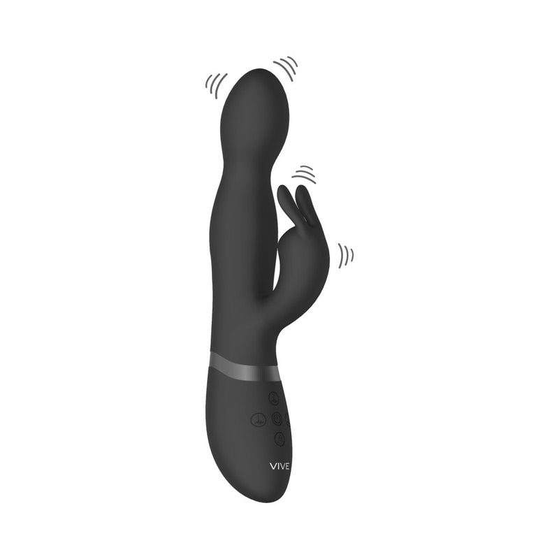 VIVE NIVA Rechargeable 360° Rotating Silicone Rabbit Vibrator Black