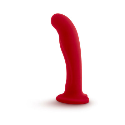 Temptasia Jezebel 6 in. Curved Silicone Dildo with Heart-Shaped Suction Cup Crimson