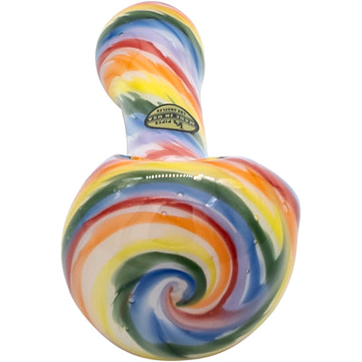 LA Pipes Rainbow Tie-Dye Glass Spoon Pipe on White - Headshop.com