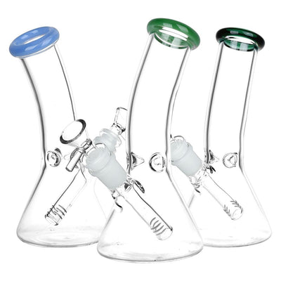 Classic Bent Neck Beaker Glass Water Pipe | 14mm F | Colors Vary - Headshop.com