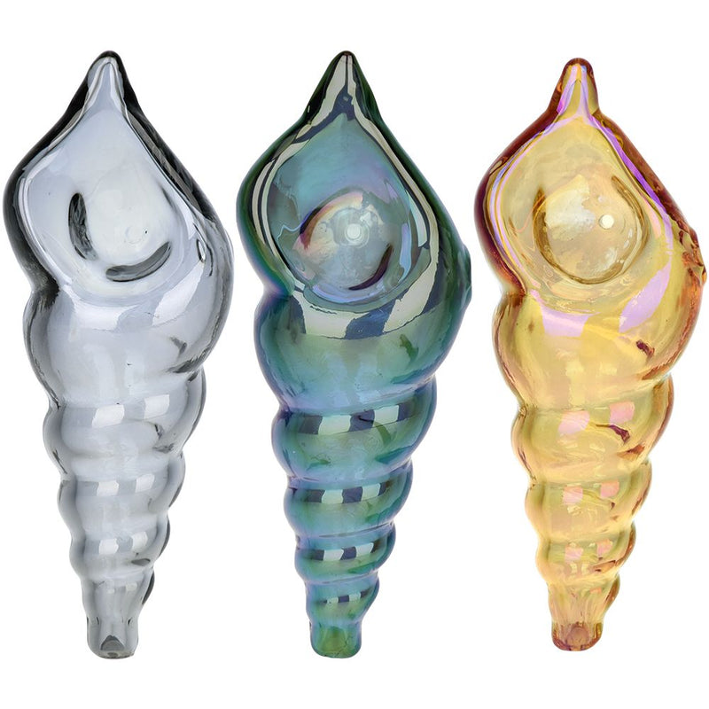 Logarithmic Spiral Electroplated Glass Hand Pipe - 4.5" - Headshop.com