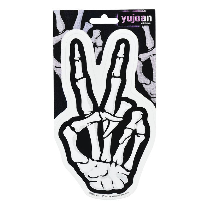 Bony Skeleton Hand Peace Sign Die-Cut Sticker - 5.8 x 3.5"