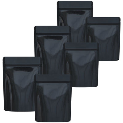 Cannaline Smell Proof Mylar Bags | Black Glossy Solid | 50pc - Headshop.com