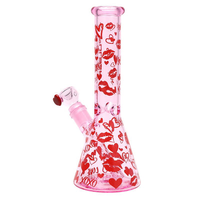 Pulsar Valentine's XOXO Glass Beaker Water Pipe & Hand Pipe Set - 10" / 14mm F