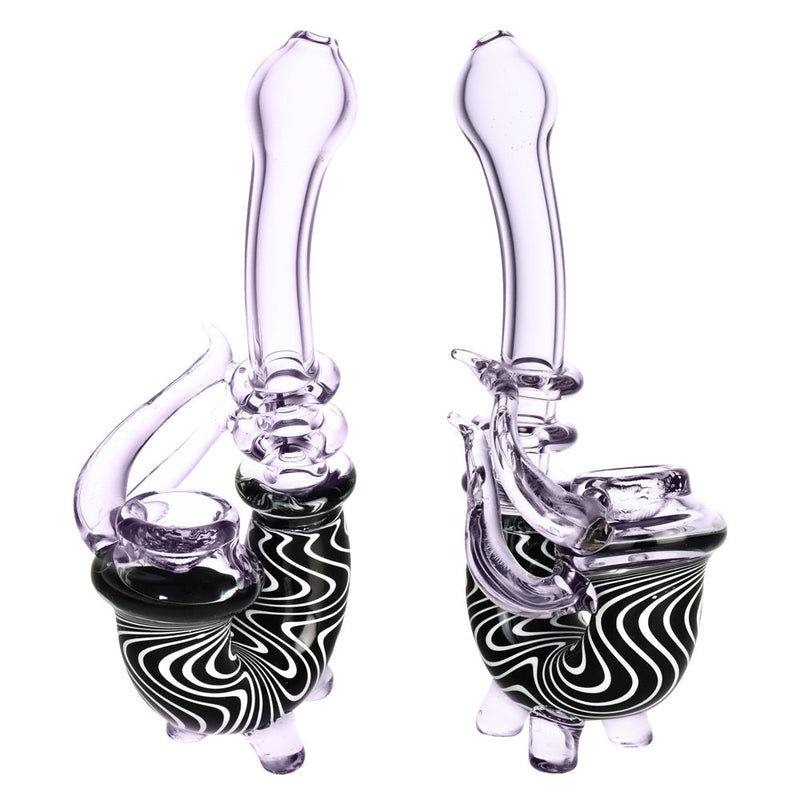 Psychedelic Black & White Waves Stand-up Sherlock Pipe - 7" - Headshop.com