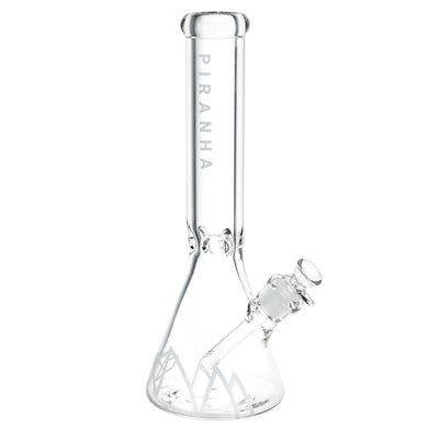 Piranha Beaker Glass Water Pipe - 13.5" / 14mm F / Clear - Headshop.com