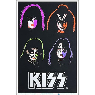 KISS Four Faces Flocked Blacklight Poster - 23"x 35"