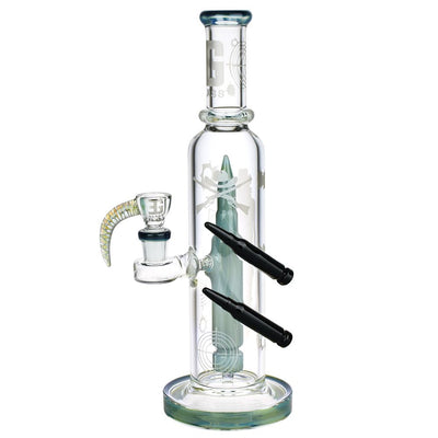 EG Glass Dual Bullet Tube Glass Water Pipe - 11.5" / 14mm F - Headshop.com