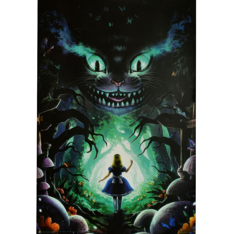 Alice in Wonderland Meets The Cheshire Cat Non-Flocked Black Light Poster