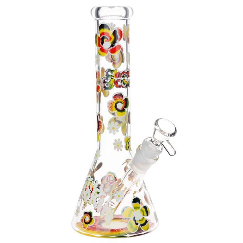 Cheech & Chong Glass Tie Dye Glow Glass Beaker Water Pipe - 10" / 14mm F