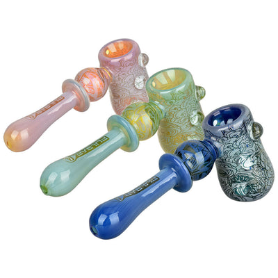 Pulsar Inside Print Glass Hammer Bubbler | Melting Shrooms | 5.25" - Headshop.com