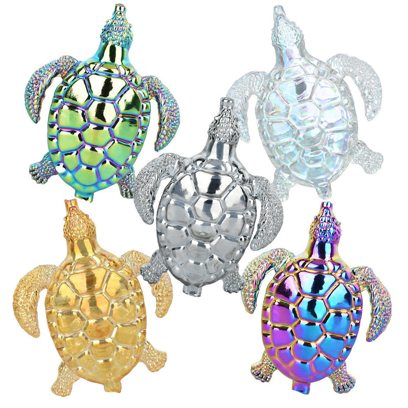 Luxurious Loggerhead Electroplated Glass Hand Pipe - 4.5" / Colors Vary - Headshop.com