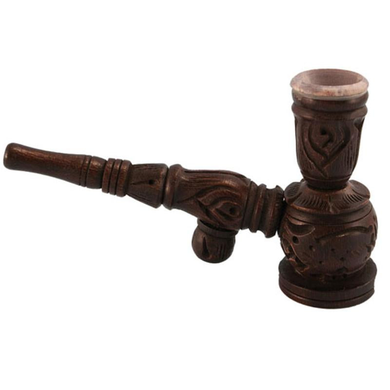 Wooden Hukka Pipe w/ Stone Bowl - Headshop.com