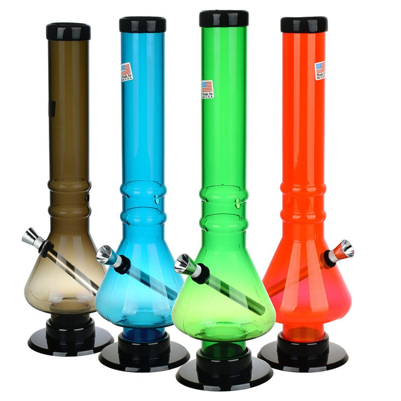 Beaker Base Acrylic Water Pipe - 12" / Colors Vary - Headshop.com