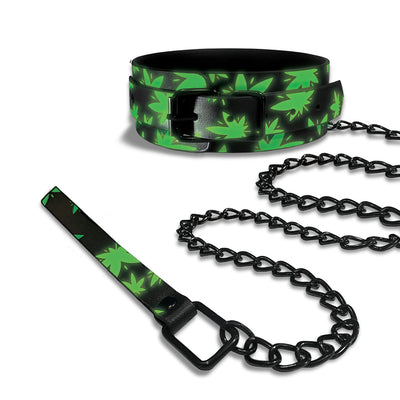 Stoner Vibes Chronic Collection Glow in the Dark Collar and Leash - Headshop.com