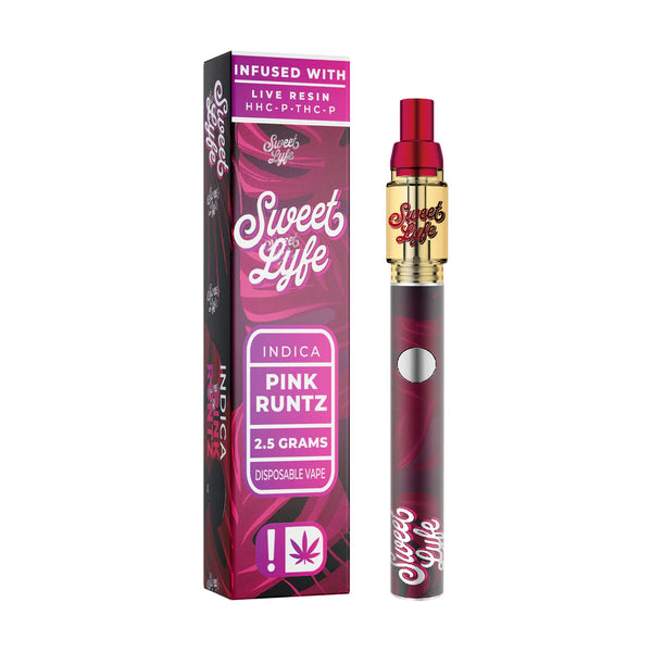 Sweet Lyfe 2.5ml Disposable Vape Pen Infused with Live Resin HHC-P+THC-P - Pink Runtz - Indica