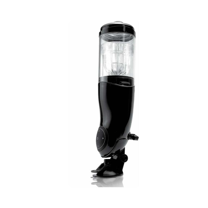 PDX Mega-Bator Ass Rechargeable Rotating Thrusting Stroker With Hands-Free Suction Cup Clear/Black