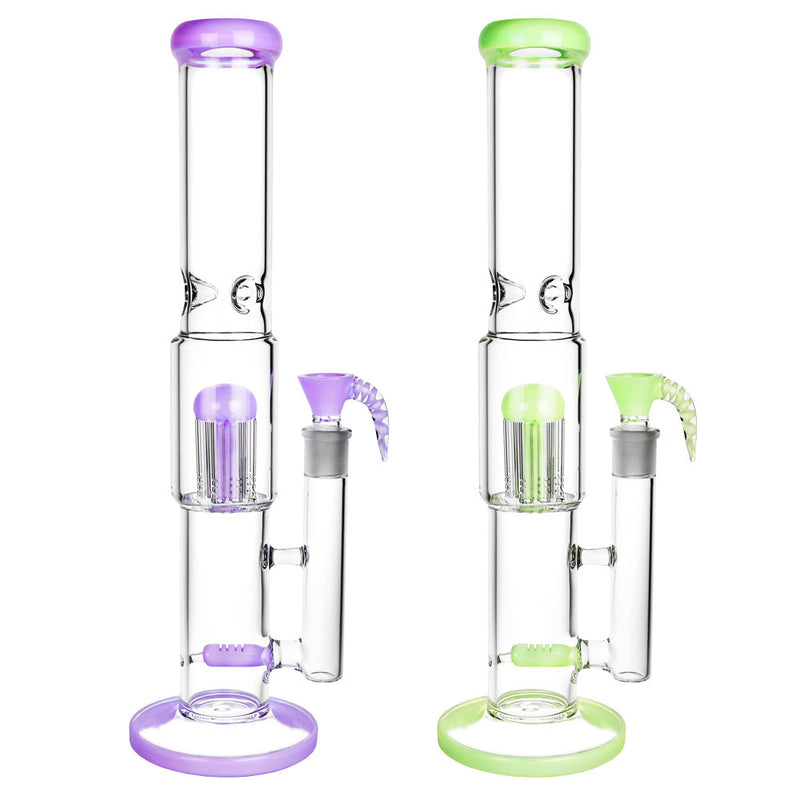 Multi Perc Water Pipe w/ Horned Bowl- 16"/19mm F/Colors Vary - Headshop.com