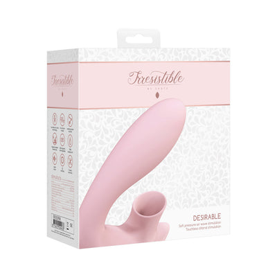 Shots Irresistible Desirable Rechargeable Silicone Soft Pressure Air Wave Dual Stimulator Pink