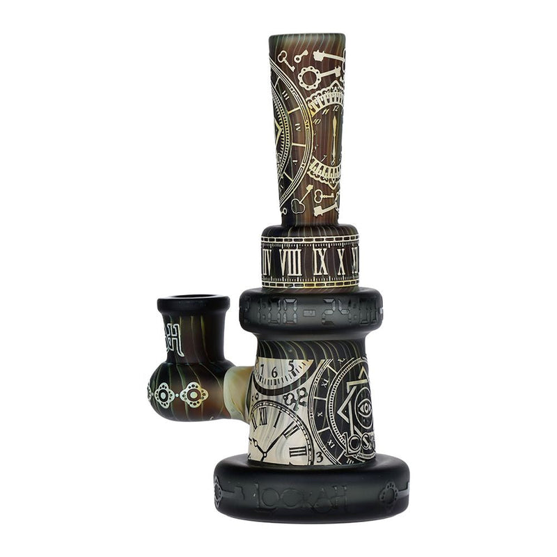 Lookah Glass Sacred Time Black Etched Water Pipe - 6.5" / 14mm F