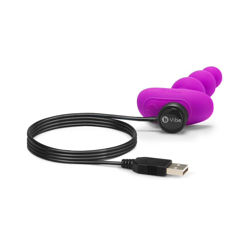 b-Vibe Triplet Rechargeable Remote-Controlled Vibrating Anal Beads Plug Fuchsia