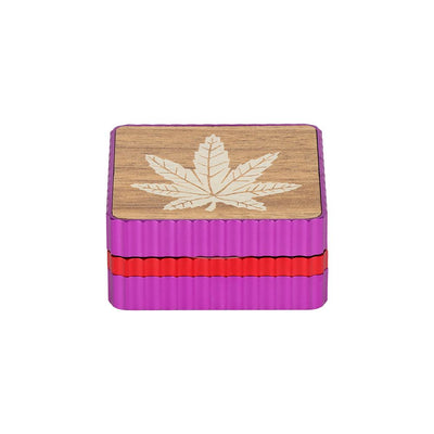 Hemp Leaf Square Aluminum Grinder - 3pc / 1.8" / Colors Vary