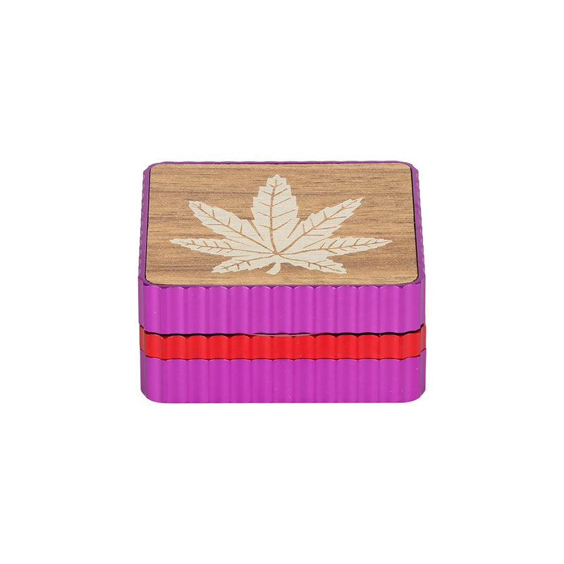 Hemp Leaf Square Aluminum Grinder - 3pc / 1.8" / Colors Vary