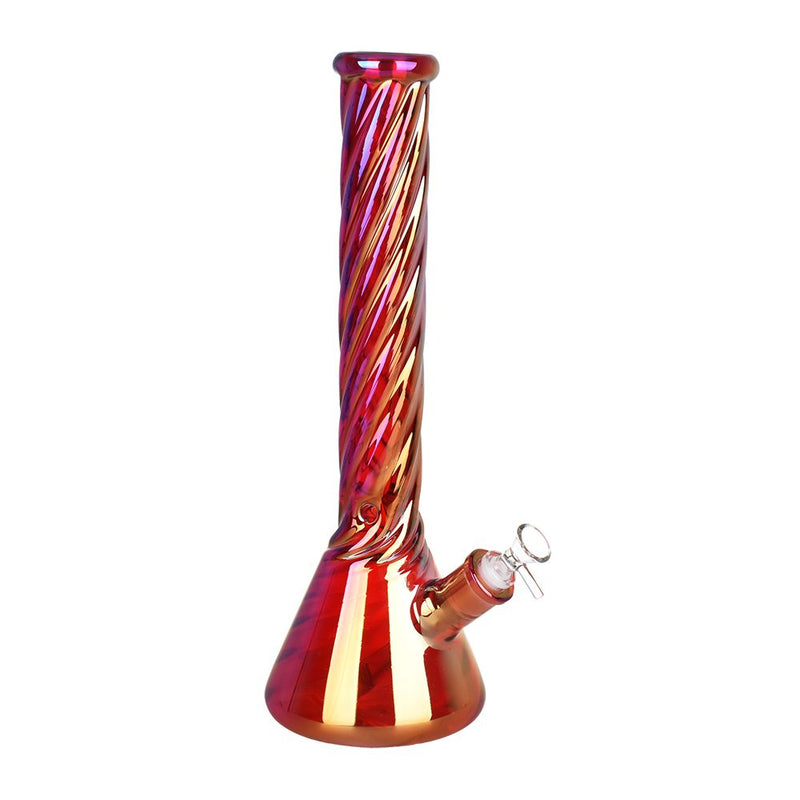 Red Spiral Neck Glass Beaker Water Pipe | 14mm F - Headshop.com