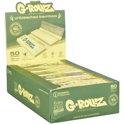 G-ROLLZ x Banksy's Graffiti Unbleached Bamboo Papers | 50pc | King Size Slim | 24pk Display - Headshop.com