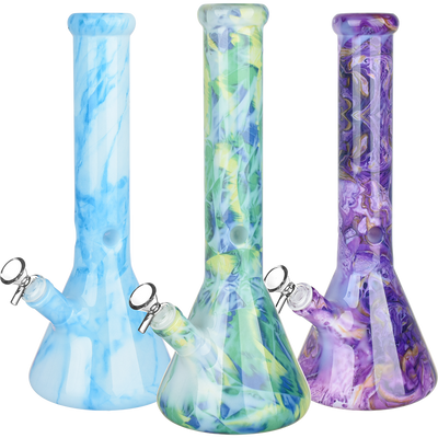 Marbled Glass Beaker Water Pipe | 14mm F | Colors Vary - Headshop.com