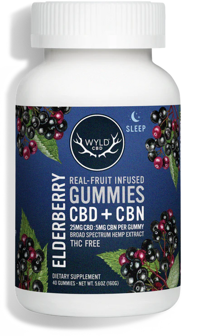 WYLD CBD Real Fruit Infused CBD + CBN Sleep Elderberry Gummies - Headshop.com