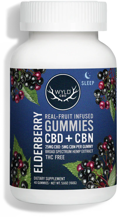 WYLD CBD Real Fruit Infused CBD + CBN Sleep Elderberry Gummies - Headshop.com