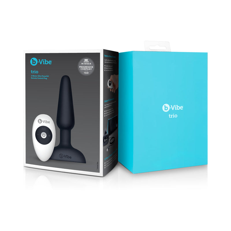 b-Vibe Trio Rechargeable Remote-Controlled Triple-Motor Vibrating Silicone Anal Plug Black