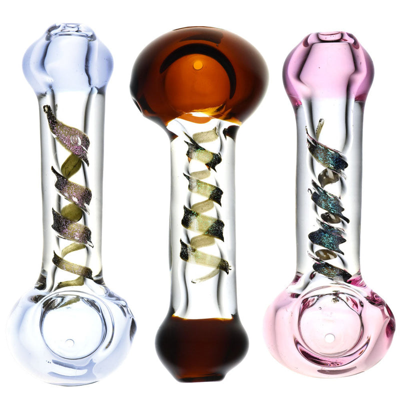 Clear Glass Spoon Pipe w/ Dicro Twist - 4.75" / Colors Vary - Headshop.com