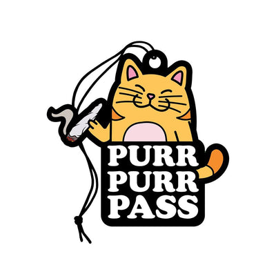 Wood Rocket Car Air Freshener - Purr Purr Pass / Grass Scent / 3.5"x3.5"