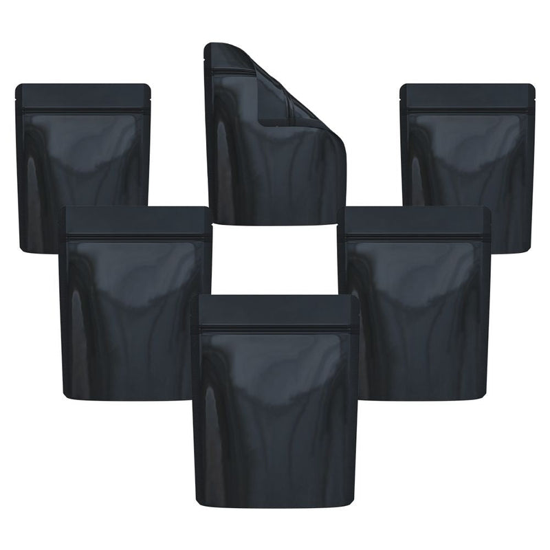 Cannaline Smell Proof Mylar Bags | Black Glossy Solid | 50pc - Headshop.com