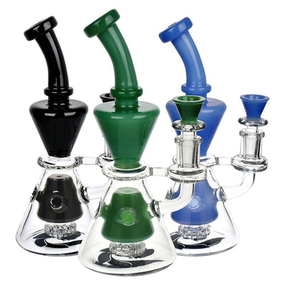 Glass House Two-Toned Hourglass Water Pipe - 8" / 14mm F / Colors Vary