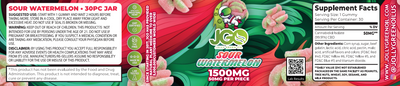 JGO CBD Sour Watermelon Slices, 1500 mg, 30 ct - Headshop.com