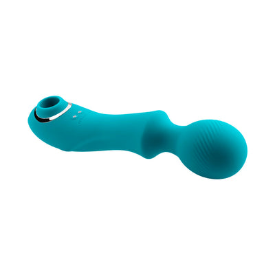 Evolved Wanderful Sucker Rechargeable Wand with Suction Silicone Teal