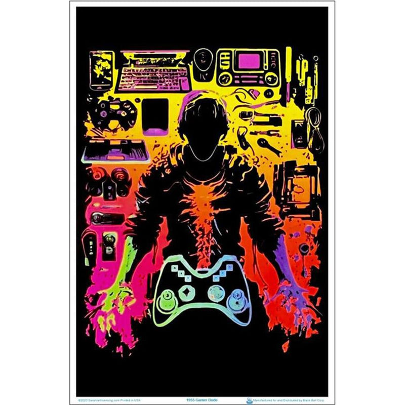 Gamer Dude Flocked Blacklight Poster - 23"x35" - Headshop.com