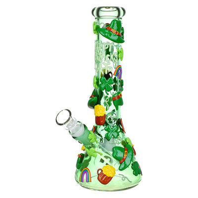 St. Patrick's Day Glow In The Dark Water Pipe - 10" / 14mm F - Headshop.com