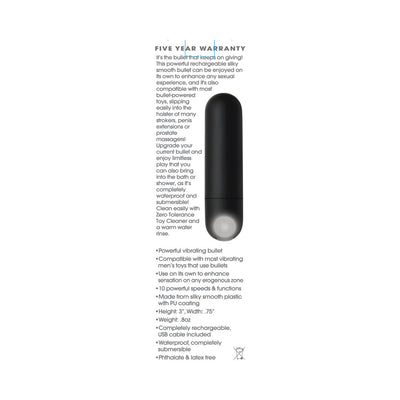 Zero Tolerance All Powerful Rechargeable Bullet Vibrator Black