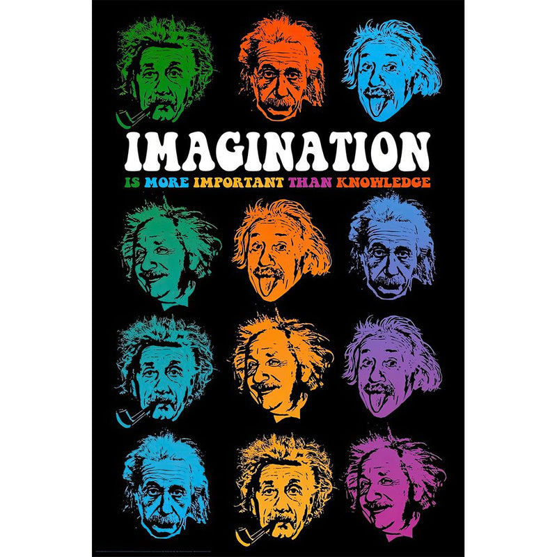 Einstein Faces Imagination Is More Important Than Knowledge Poster - 24"x36"