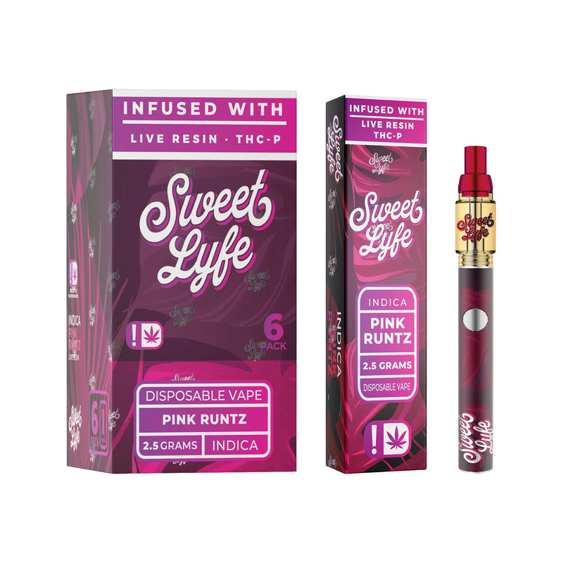 Sweet Lyfe Disposable Vape Pen 2.5ml w Live Resin Delta + THCP - Pink Runtz - Indica - Headshop.com