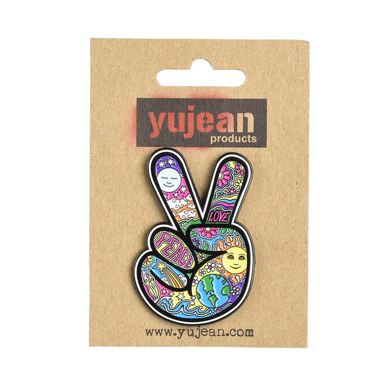 Dan Morris Peace Fingers Enamel Pin - 2"x1.3" - Headshop.com