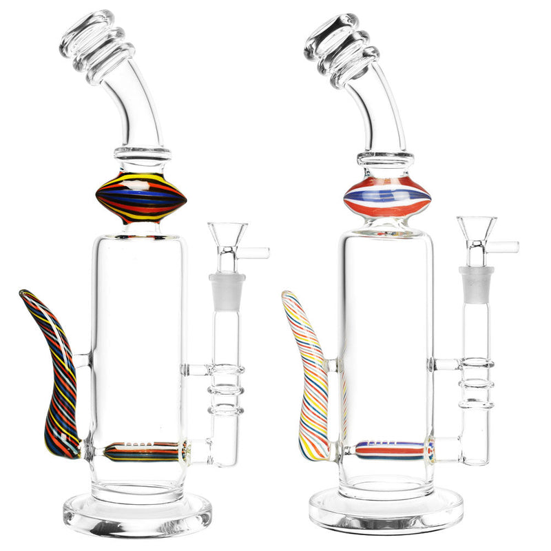 Candy Striped Water Pipe w/ Horn - 12.5"/14mm F/Colors Vary - Headshop.com