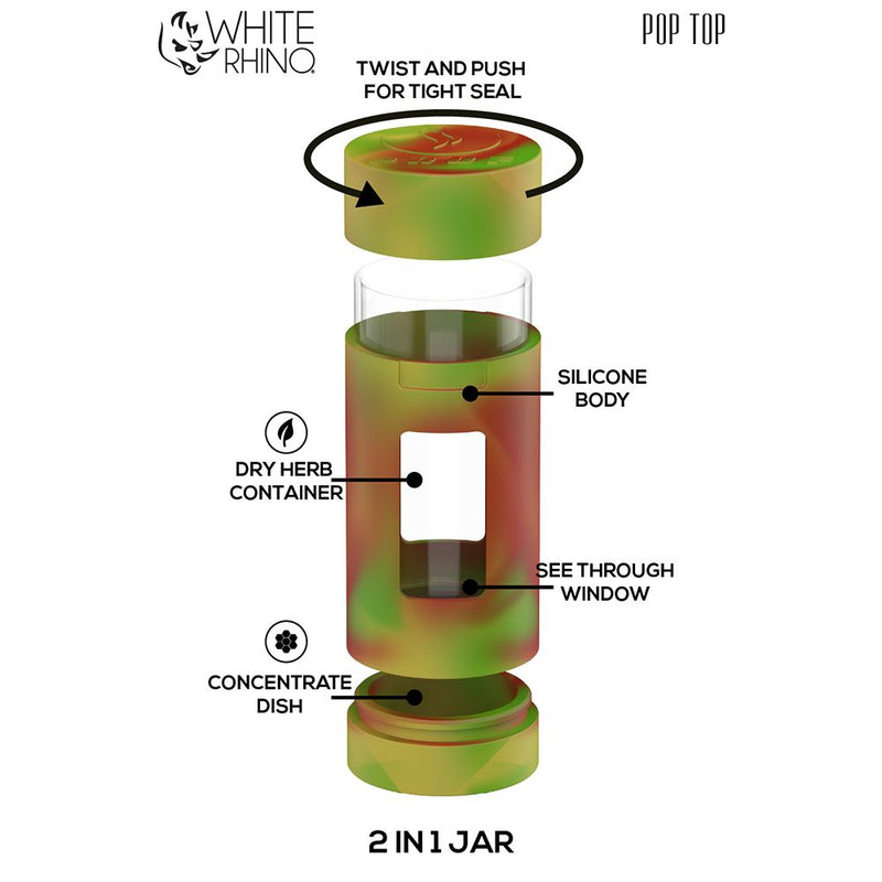 White Rhino PRUF 2-In-1 Jar | 5" | 4ct Display - Headshop.com