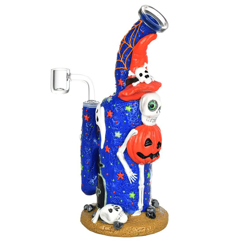 Frightening Fiesta Enamel on Glow in The Dark Glass Dab Rig - 9.5" - Headshop.com