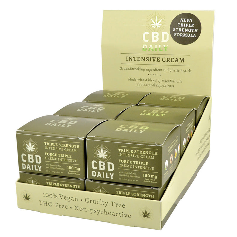 12PC DISPLAY - Earthly Body CBD Daily Triple Strength Intensive Cream - 1.7oz - Headshop.com